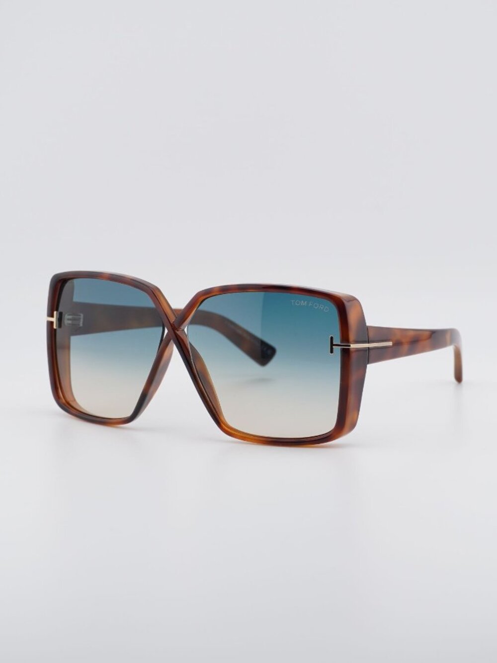 Tom Ford Yvonne FT1117 53P Sunglasses Blonde Havana Geometric Frame, Green Gradi